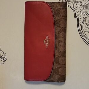 Coach Medium Envelope Wallet Original  With Red Leather